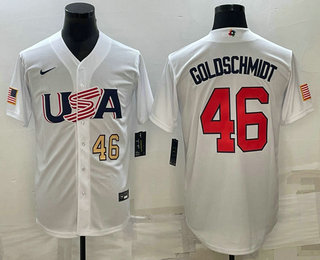 Mens USA Baseball #46 Paul Goldschmidt Number 2023 White World Baseball Classic Stitched Jersey,We sell and wholesale Mens USA Baseball #46 Paul Goldschmidt Number 2023 White World Baseball Classic Stitched Jersey on line form chian!